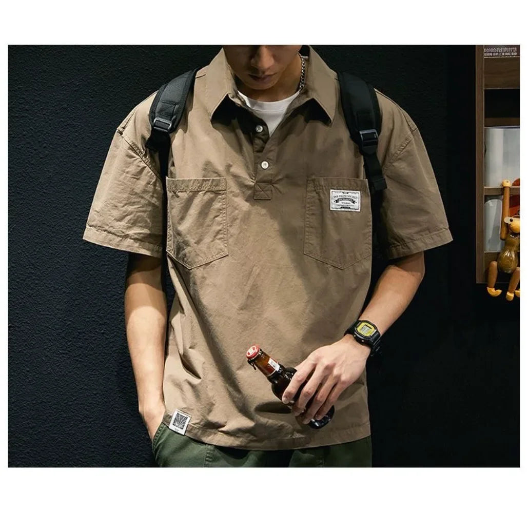 Korean American Casual Men's Pocket Shirt