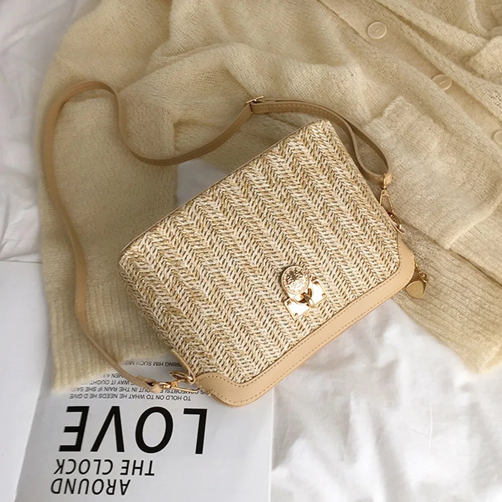 Straw Woven Crossbody Summer Travel Bag