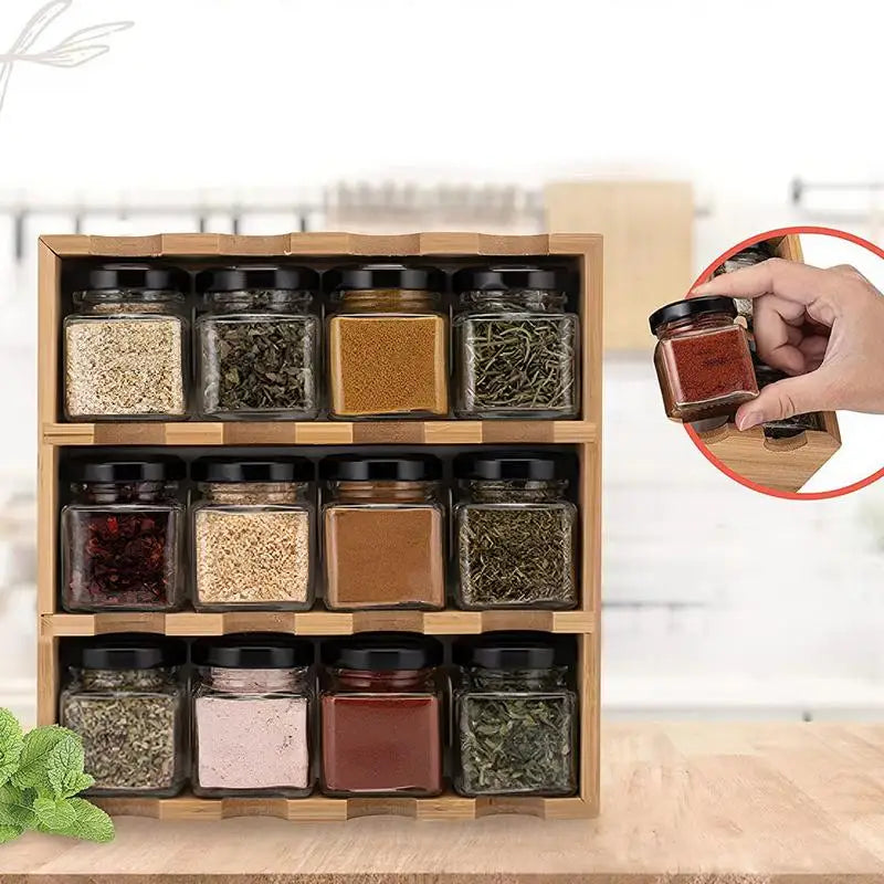 3-Tier Wooden Seasoning Rack Organizer