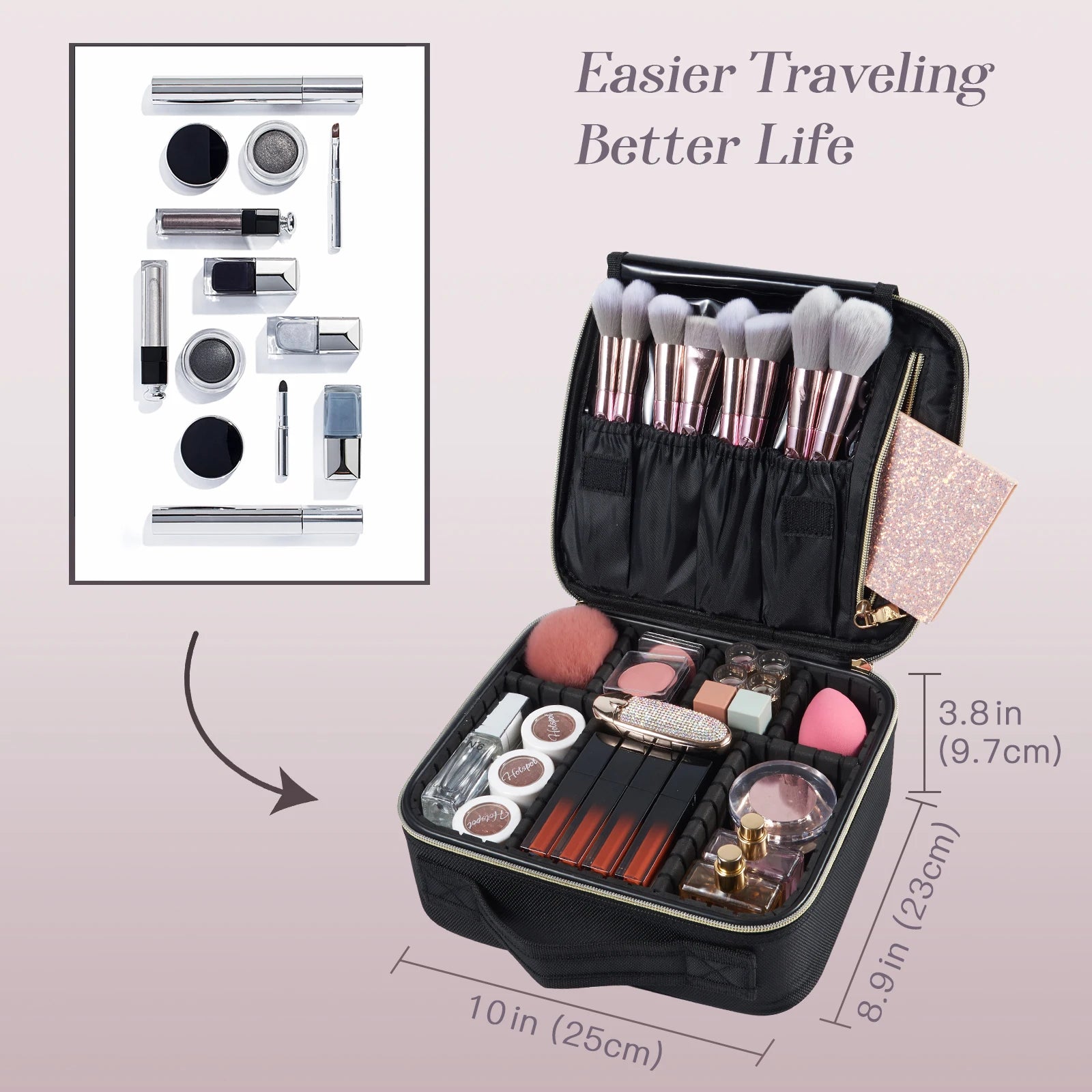 Pro Makeup & Brush Travel Organizer