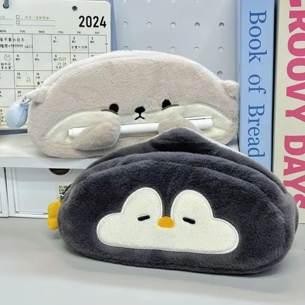 Cute Plush Otter Penguin Pencil Case