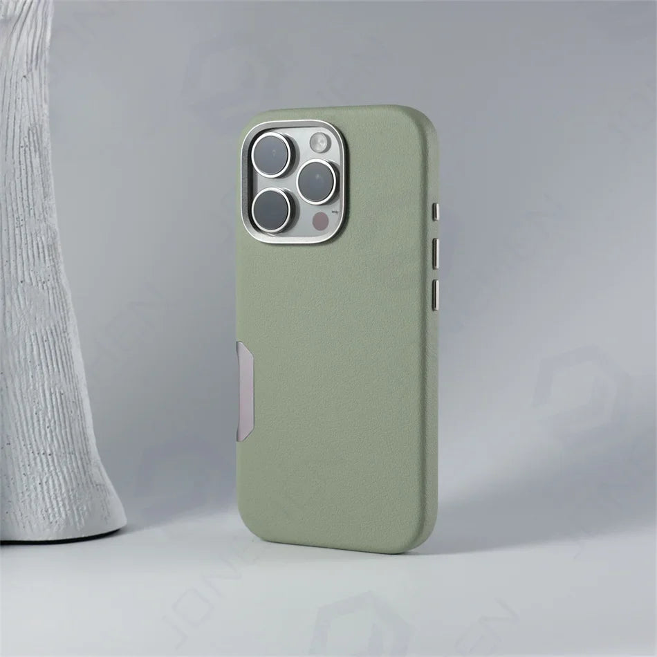 MagSafe Leather Alloy Camera iPhone Case