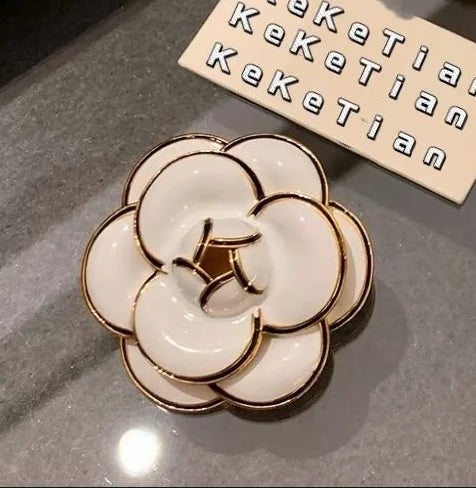 French Retro 3D Camellia Flower Brooch