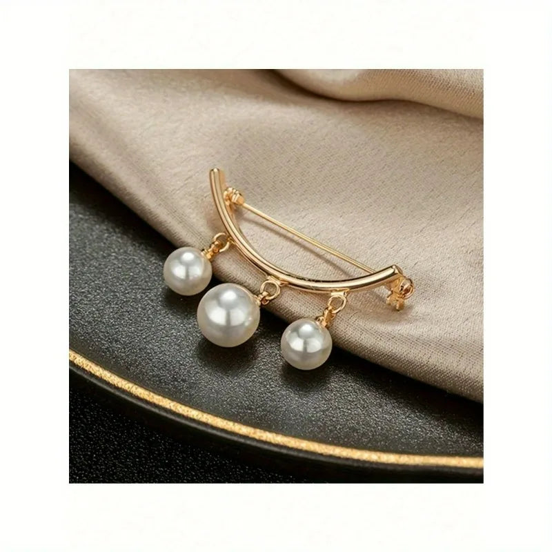 Pearl Brooch V-Neck Dress Pin Set