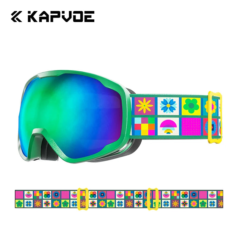 Kapvoe Kids Teen Ski Goggles UV400 Anti-Fog