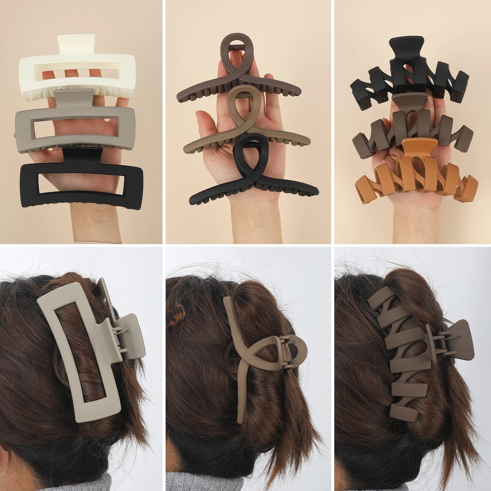 9 Pack Large Matte Hair Claw Clips Set