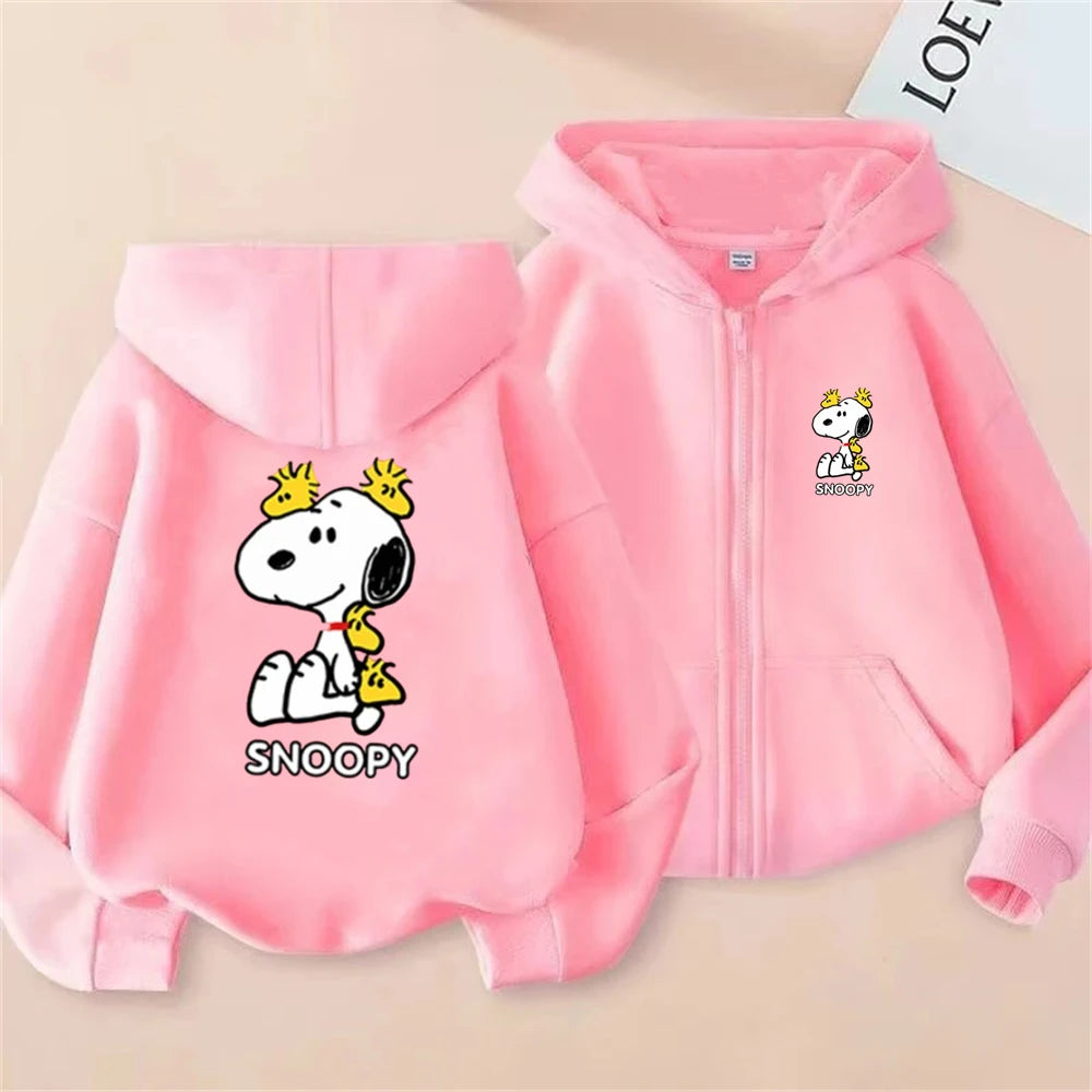 Disney Snoopy Kids Zip Hoodie – Pink
