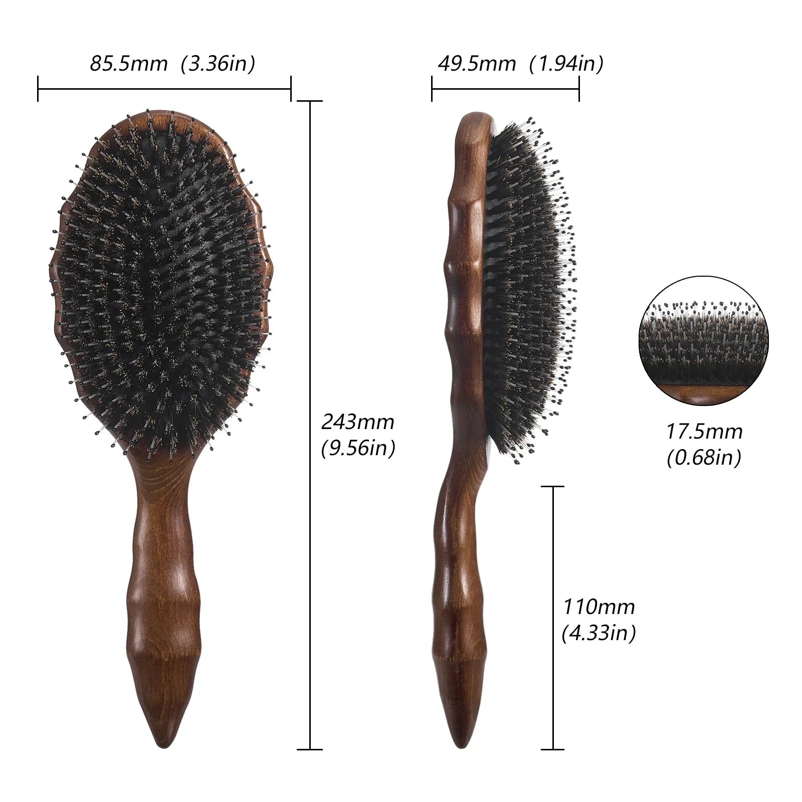 Professional Wooden Bristle Hair Comb