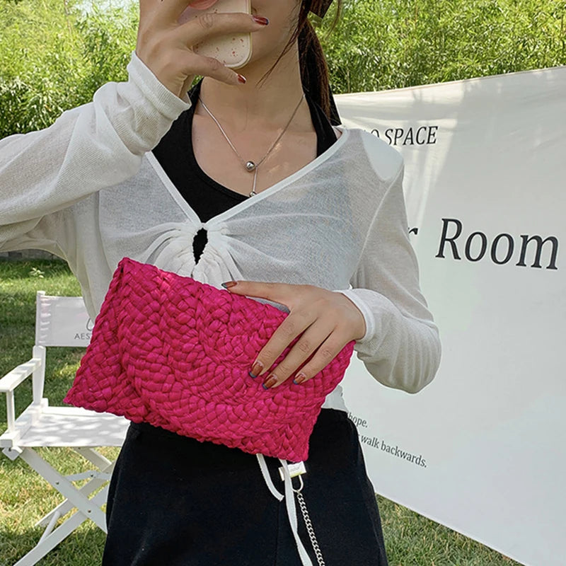 Corn Husk Straw Weave Summer Clutch