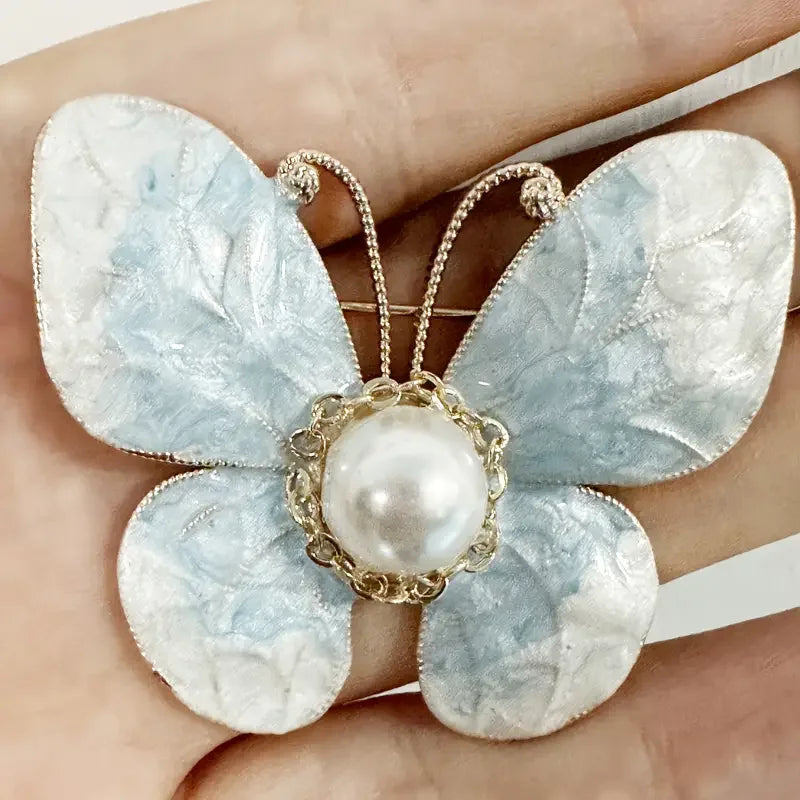 Light Blue Enamel Butterfly Brooch