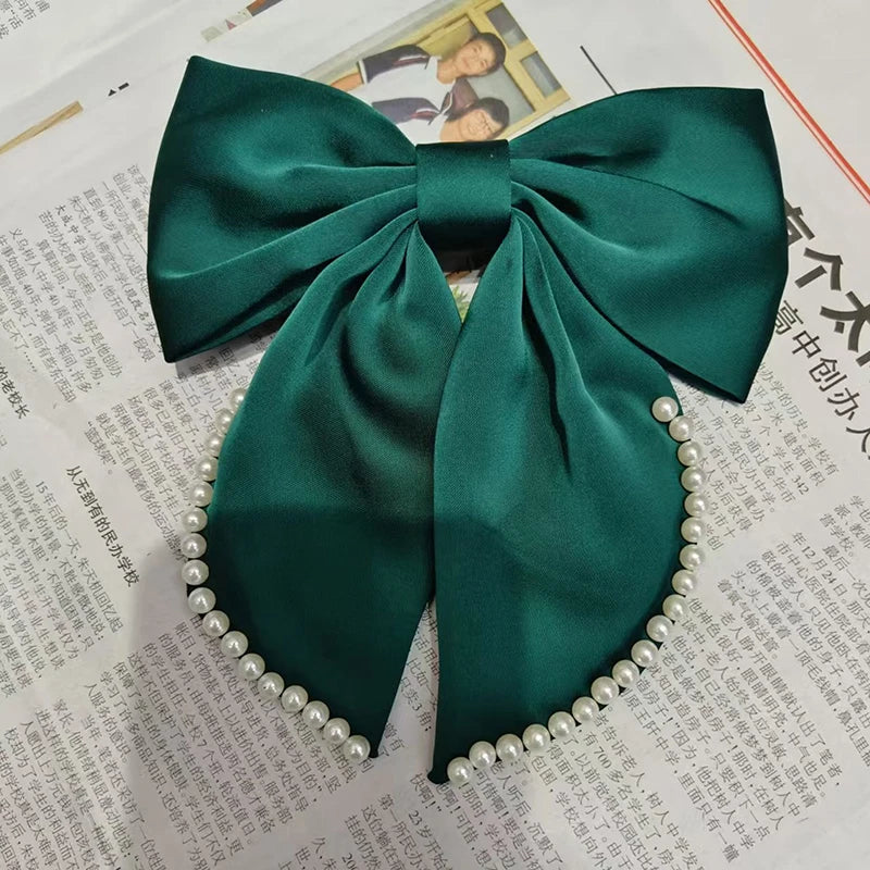 Korean Pearl Bow Silk Mesh Hairbands