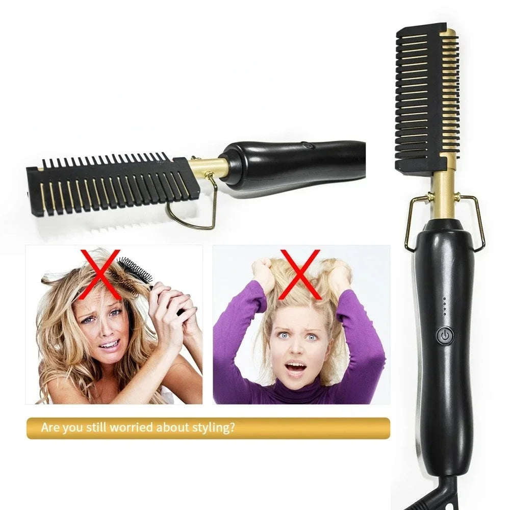 Hair Straightener Brush Curling Iron