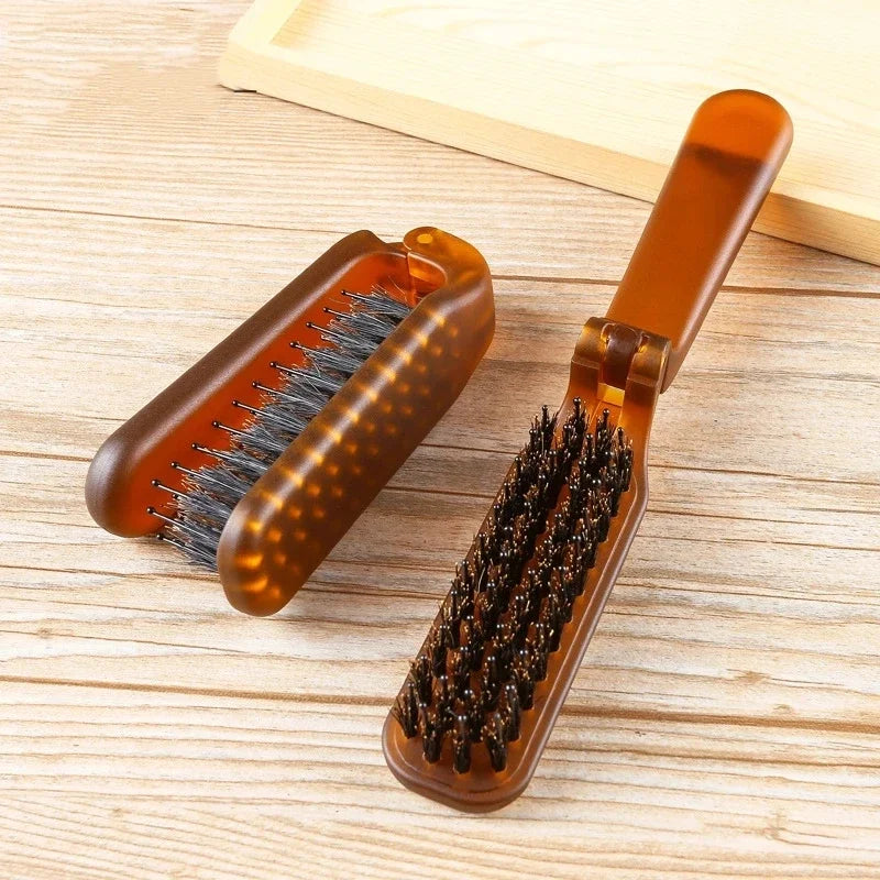 Foldable Boar Bristle Hair Brush Comb