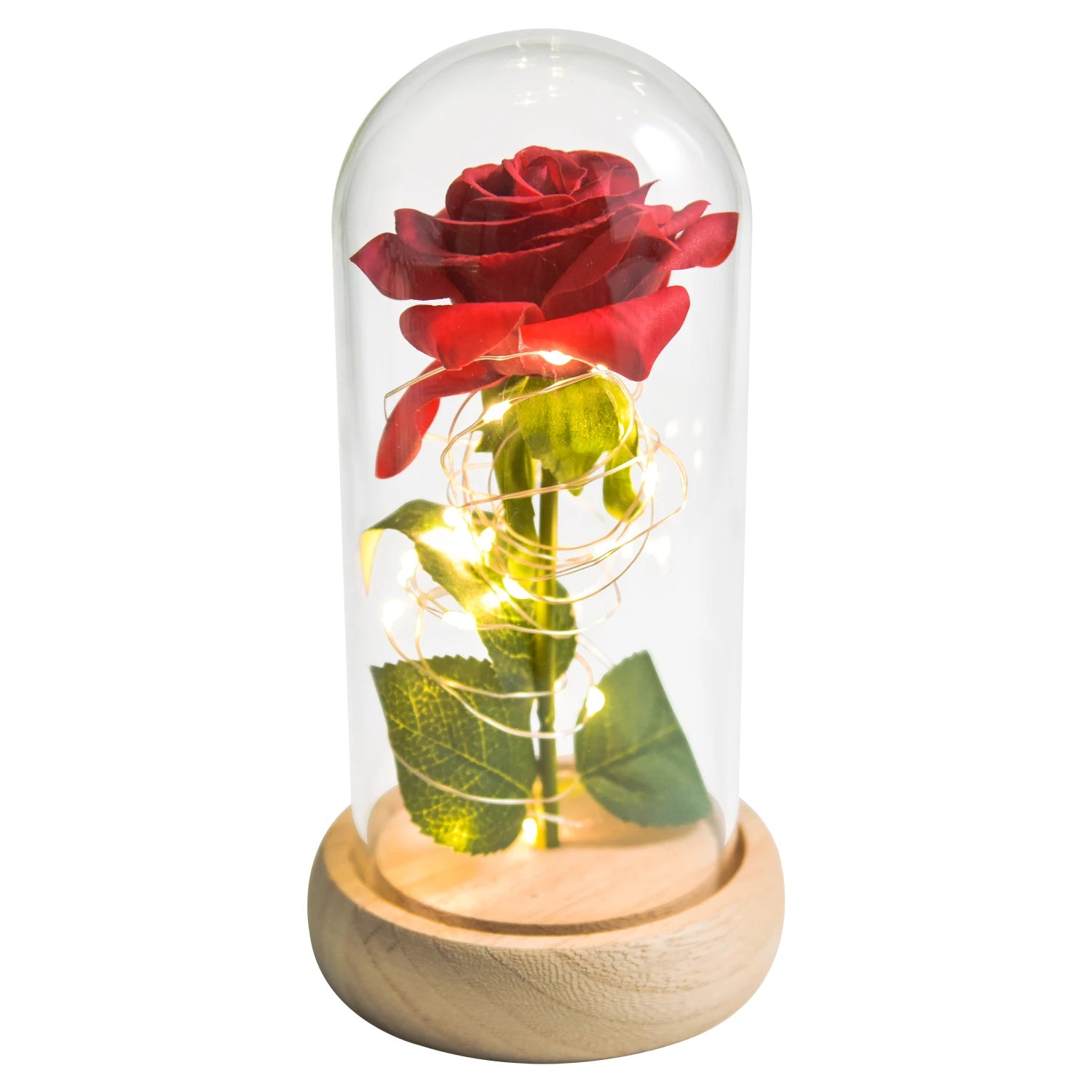 Eternal Silk Rose with Fairy Lights Dome