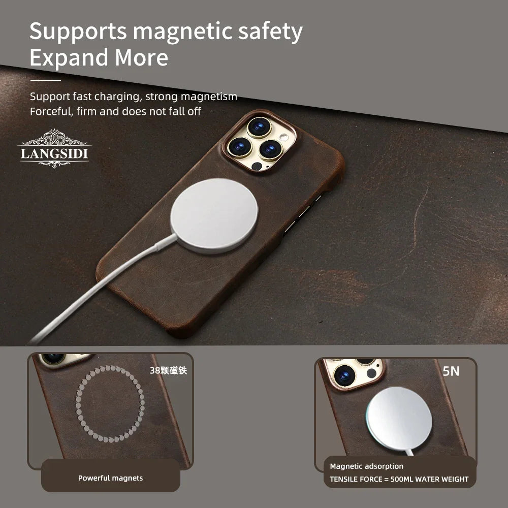 Retro Luxury Cowhide MagSafe iPhone Case