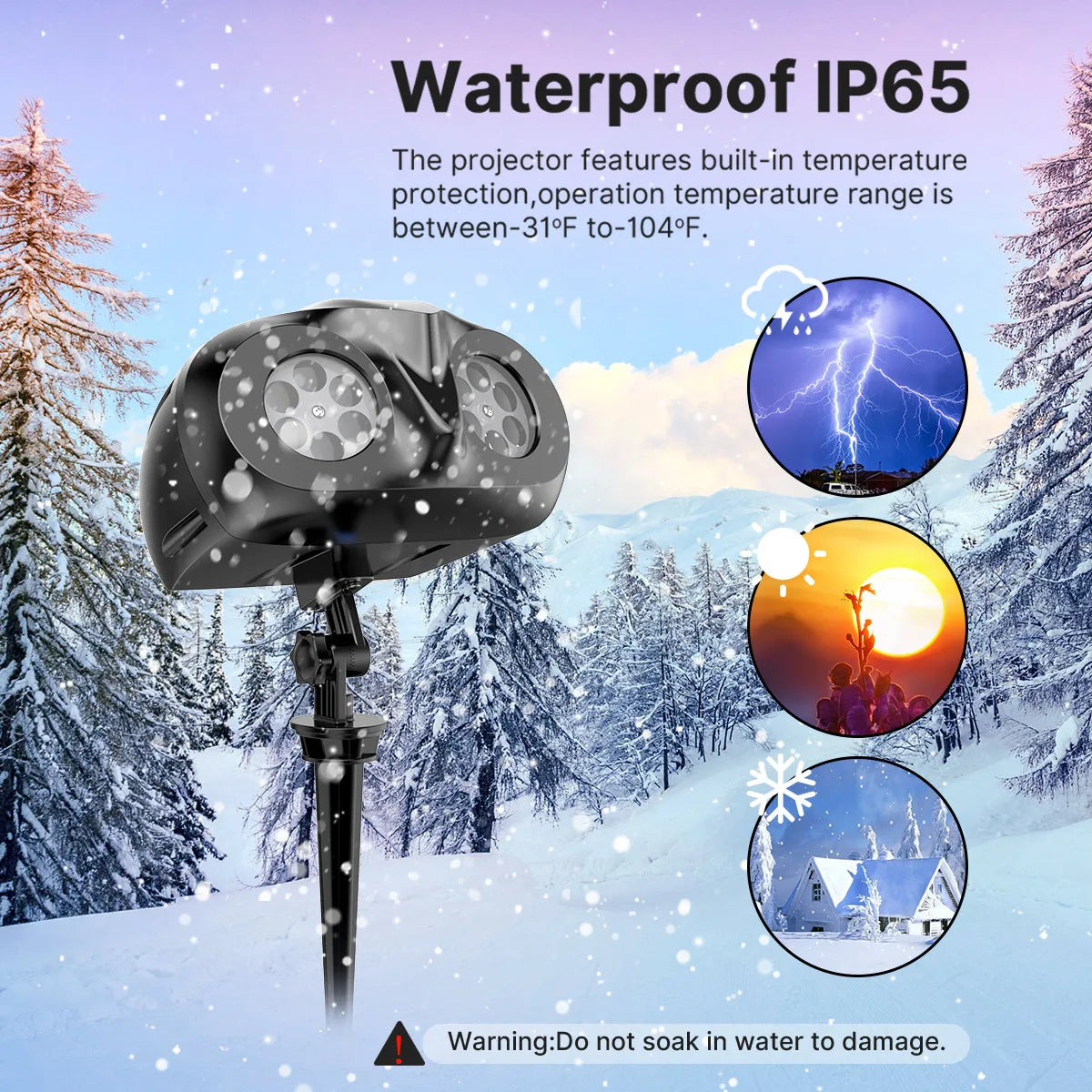 2-in-1 Snowfall Christmas Projector Light
