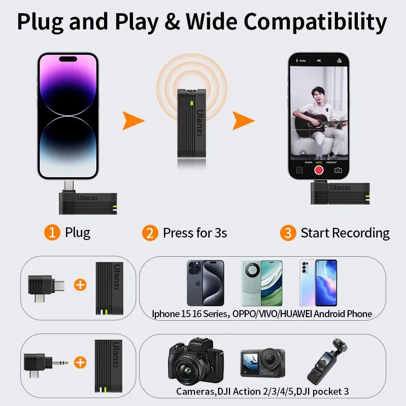 Ulanzi A100 Wireless Lavalier Mic