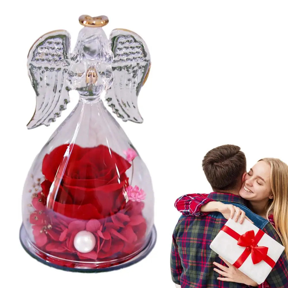 Angel Rose Eternal Flower Glass Decor Gift