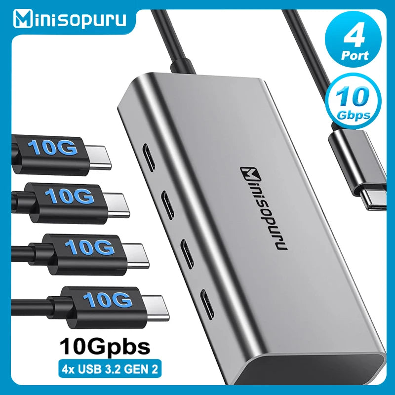 Minisopuru 4-Port USB C Hub 10Gbps