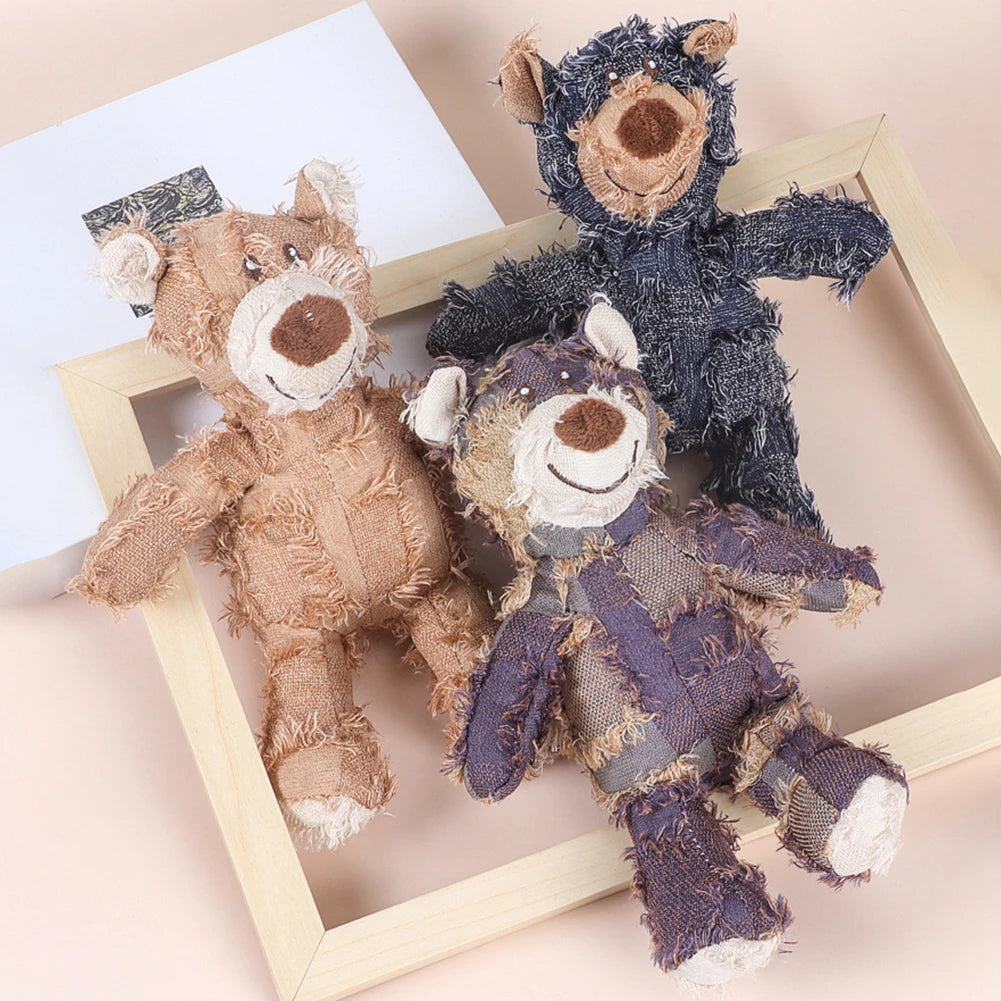 Squeaky Plush Bear Dog Toy Durable Fun