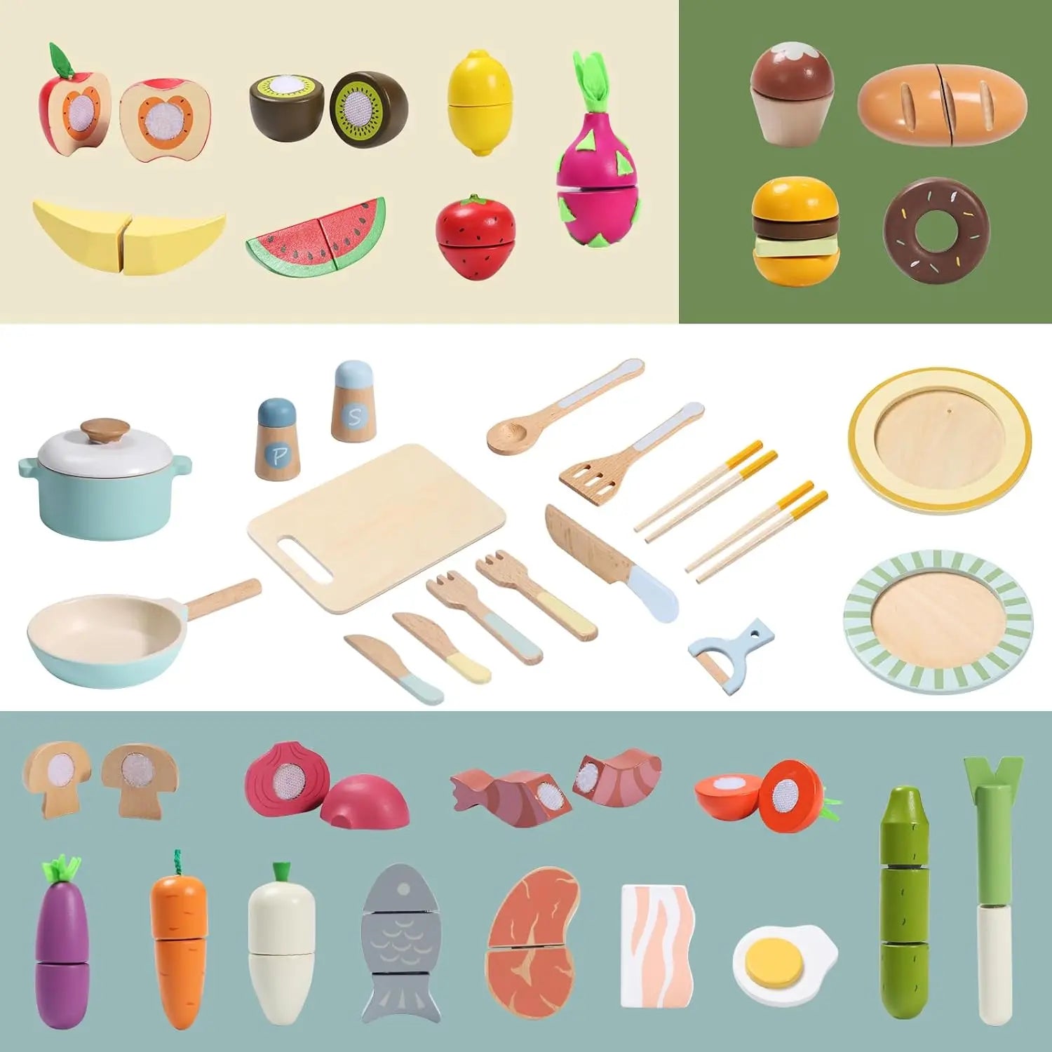 Wooden Play Food Kitchen Set