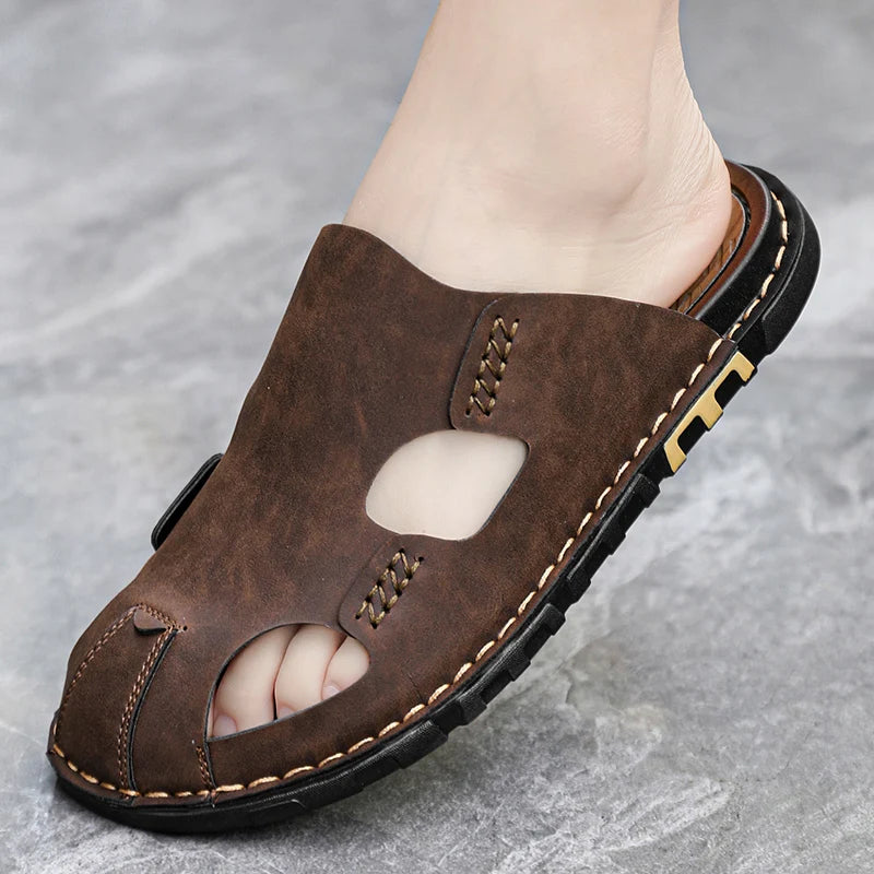 Luxury Leather Flip Flops Men 2024