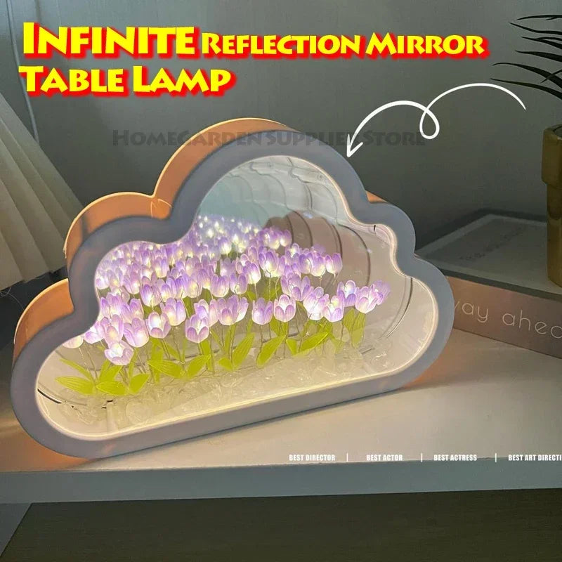 Hidden Tulip Infinity Mirror Table Lamp