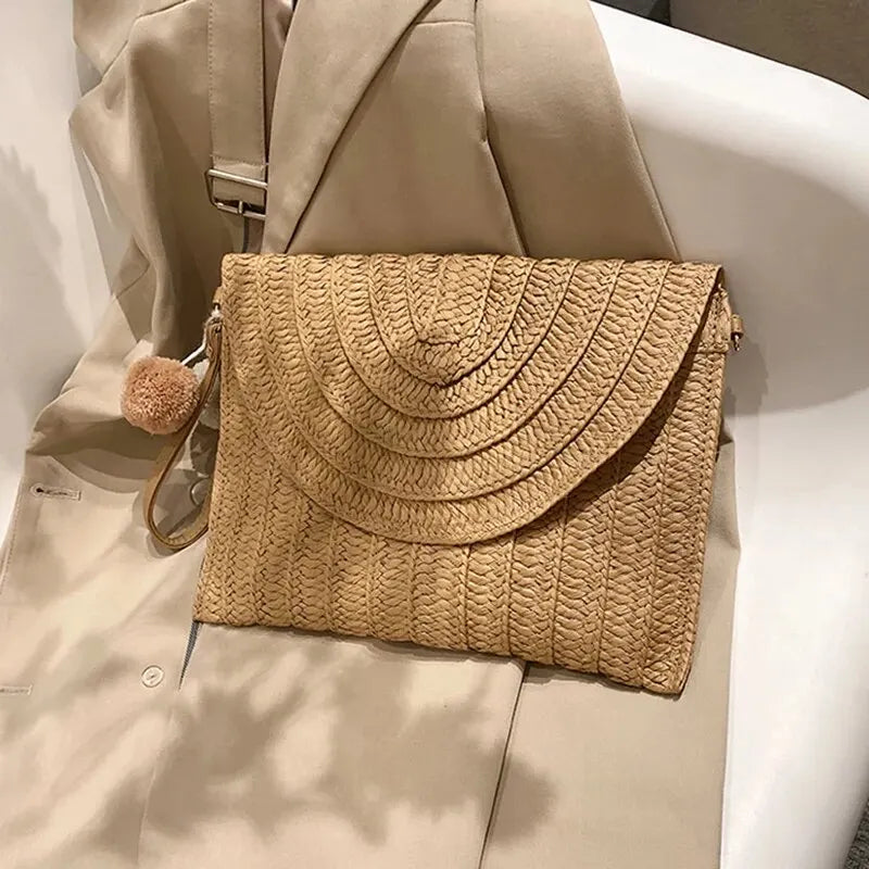Woven Straw Summer Beach Crossbody Bag
