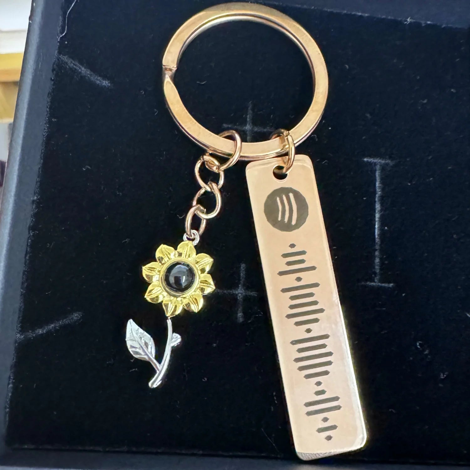 Custom Sunflower Photo Projection Keychain