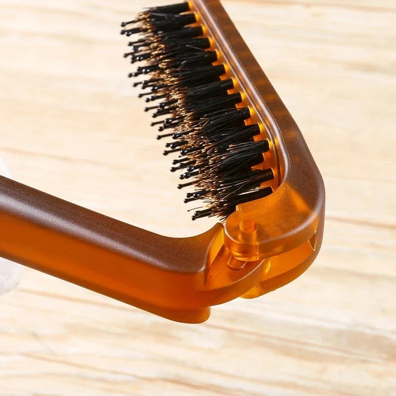 Foldable Boar Bristle Hair Brush Comb