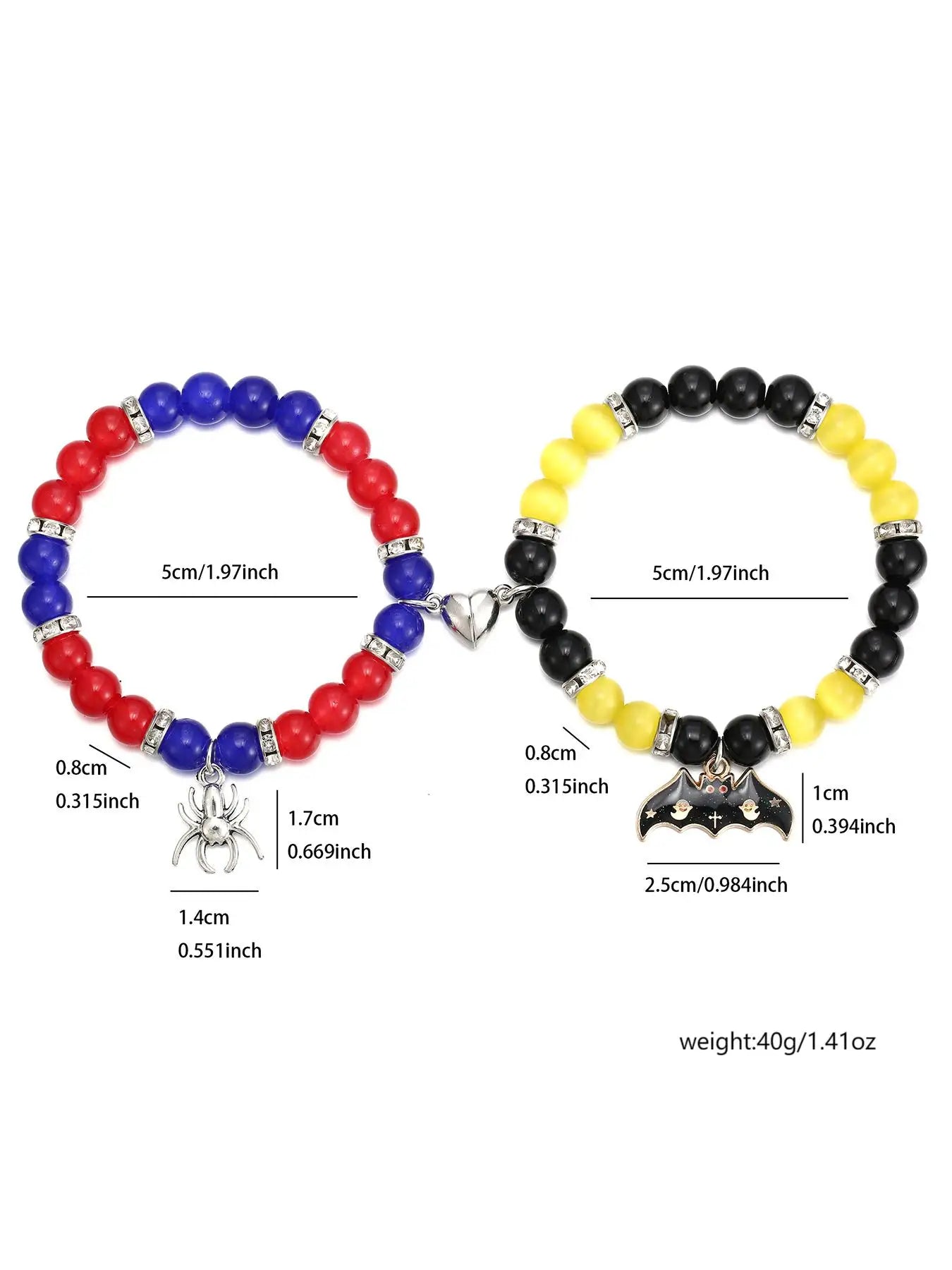 Couple Beaded Heart Magnetic Bracelets