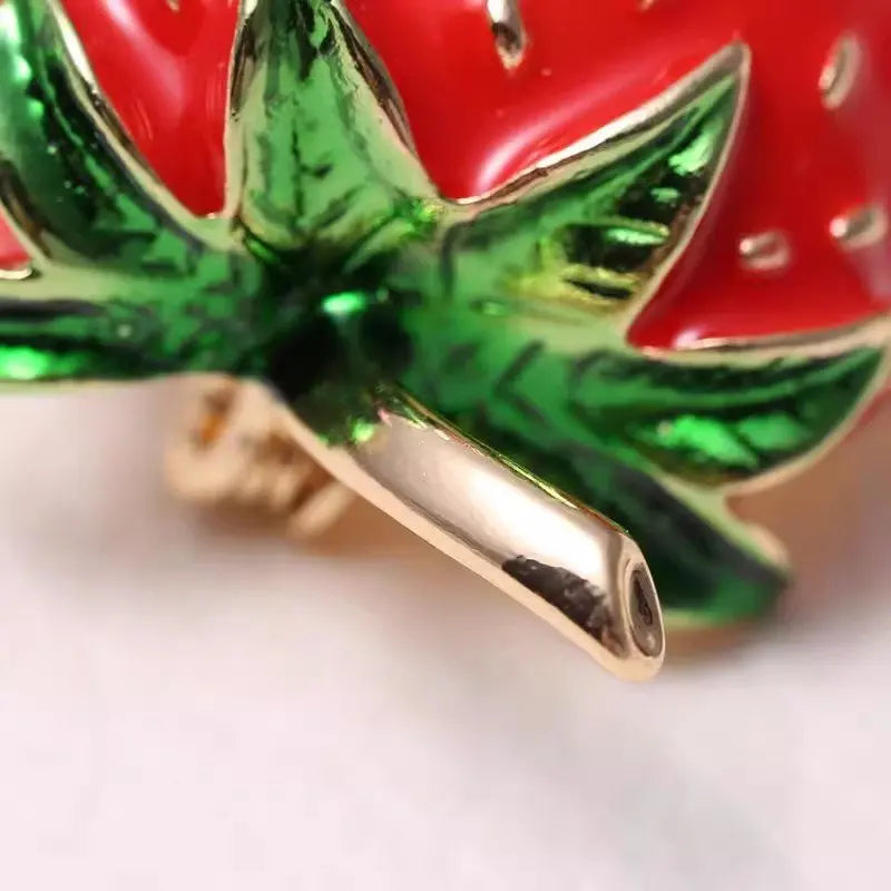 Sweet Strawberry Alloy Fruit Brooch