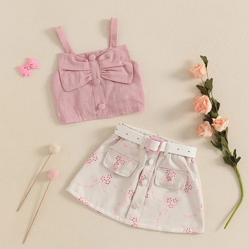 Toddler Girl Bow Top Skirt Set