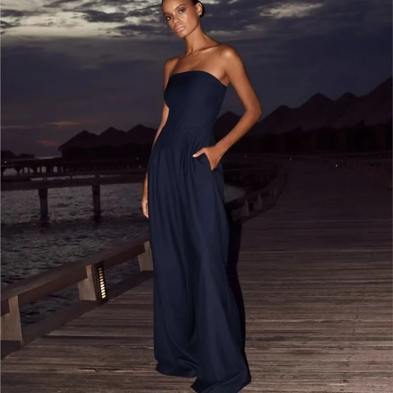Y2K Strapless Wide Leg Summer Jumpsuit