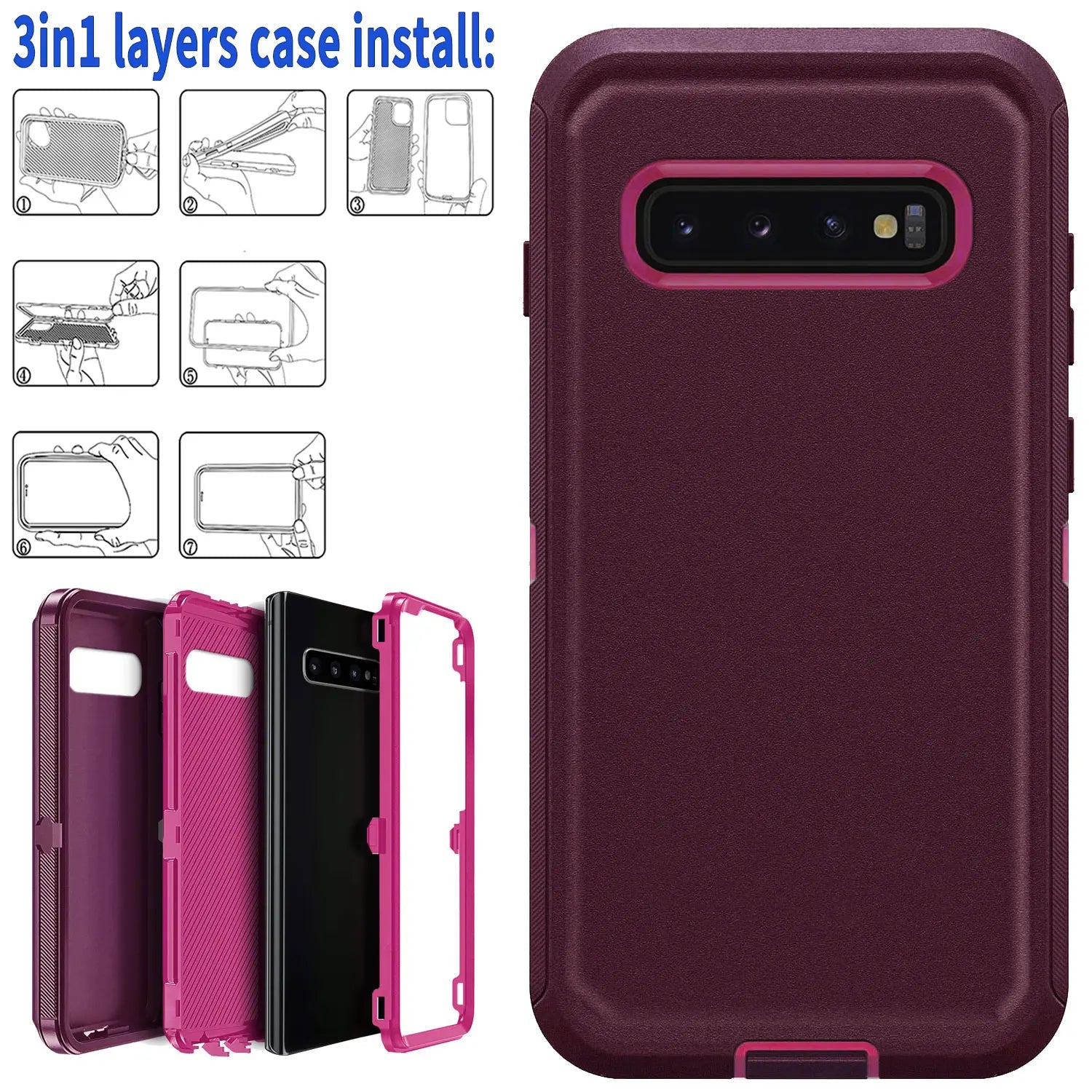 Red Galaxy S10 Series Rugged 3-in-1 Case