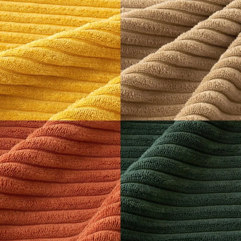 Green-Rust Corduroy Pillow Covers Set 4