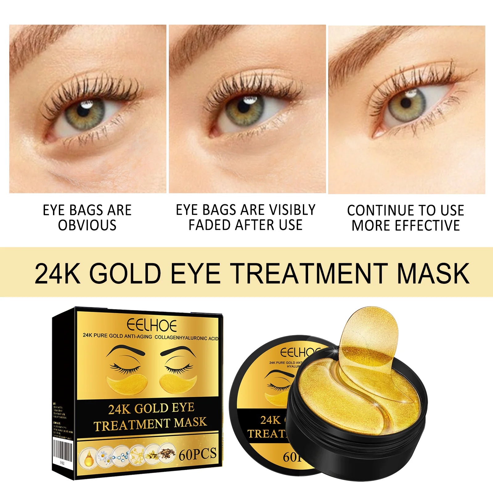 24K Gold Eye Mask – 60PCS Treatment