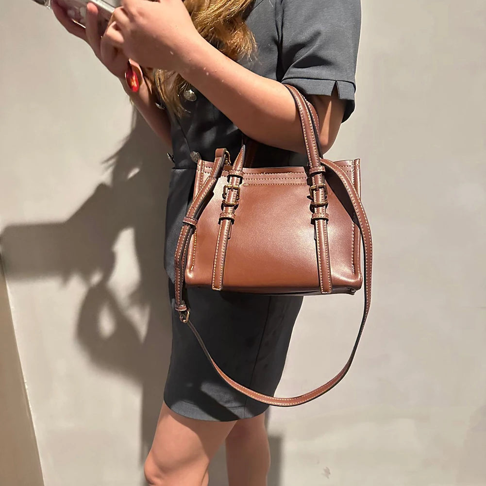 Retro PU Leather Tote Shoulder Bag