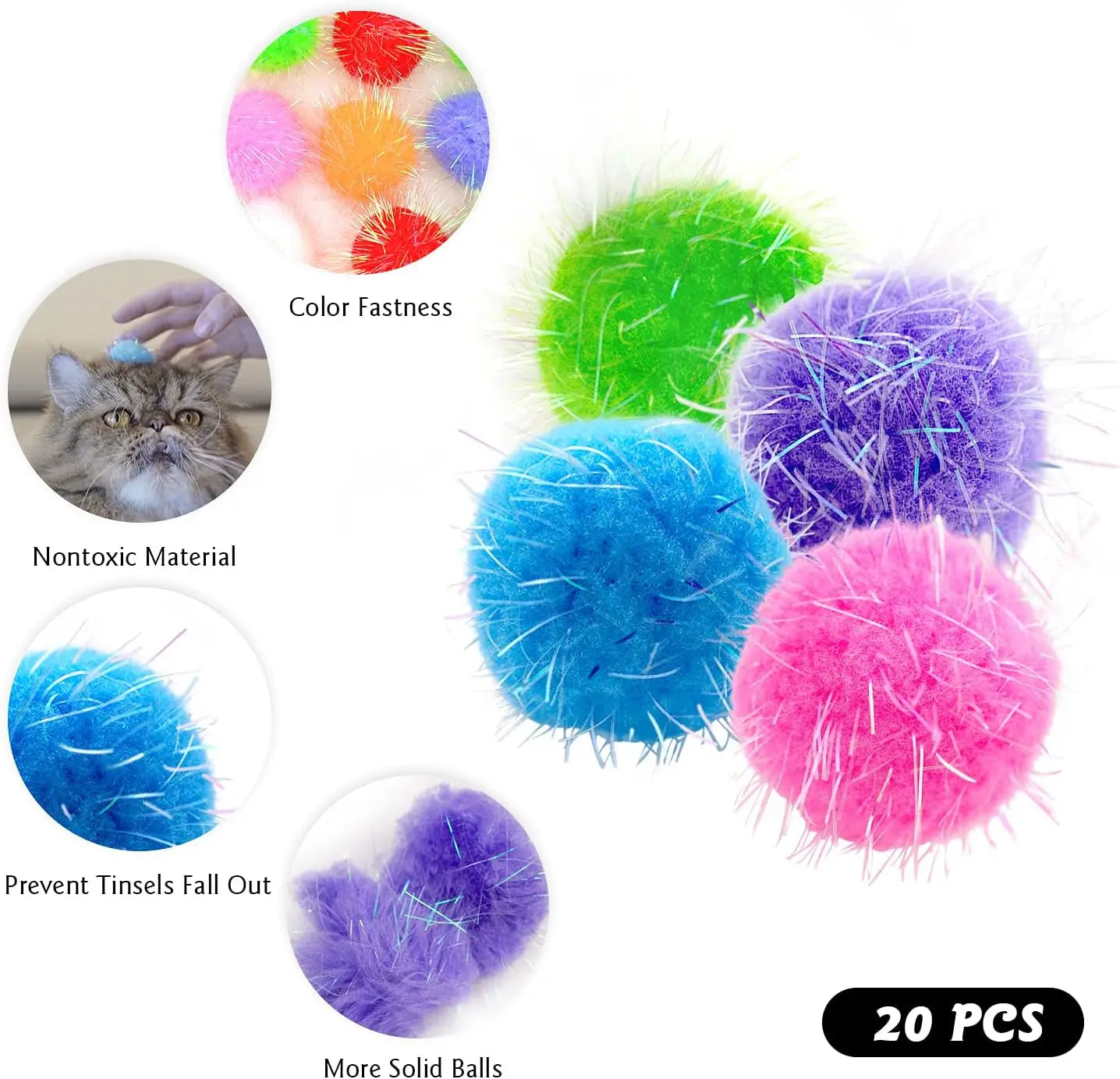 Super Sparkling Cat Chasing Ball 20PCS