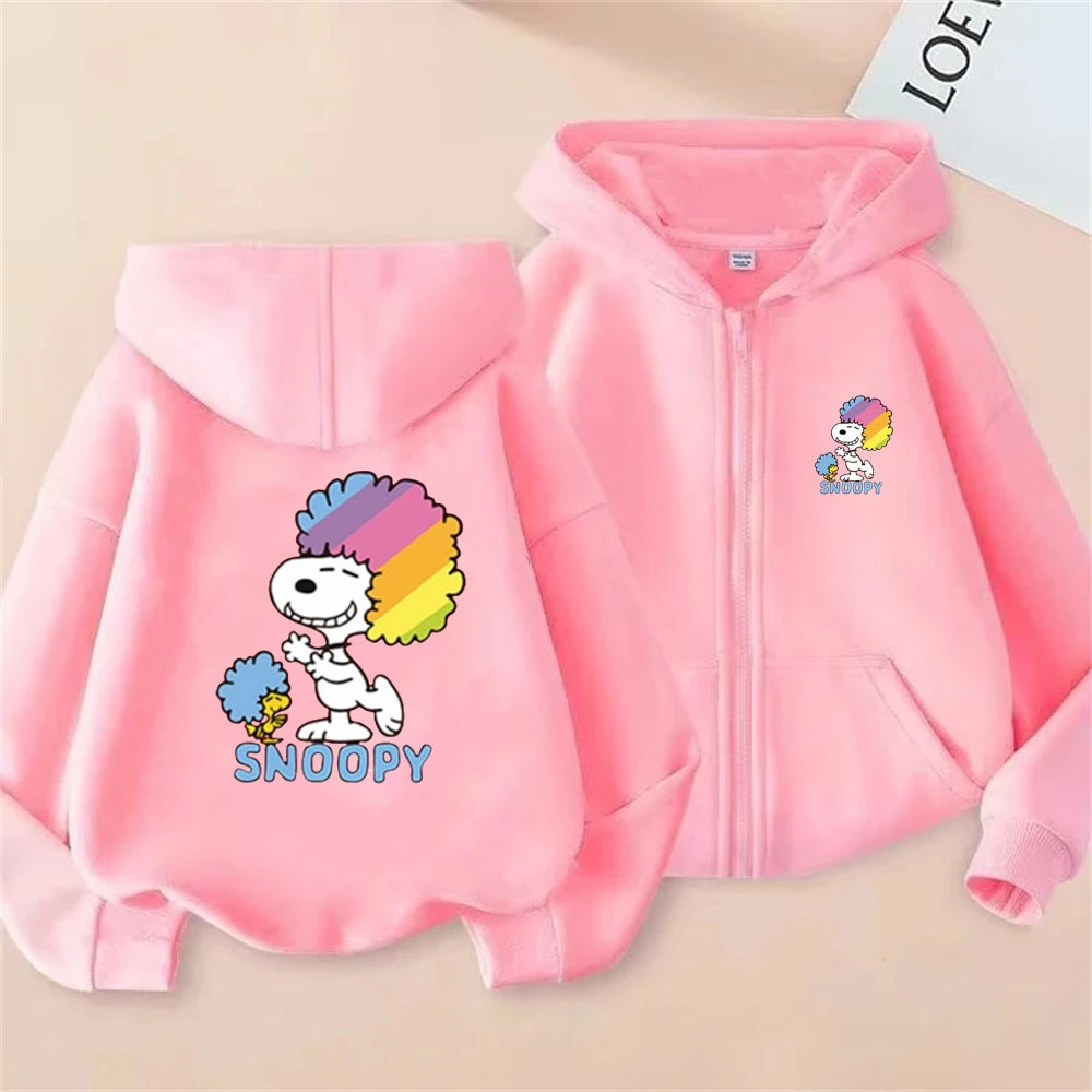Disney Snoopy Kids Zip Hoodie – Pink
