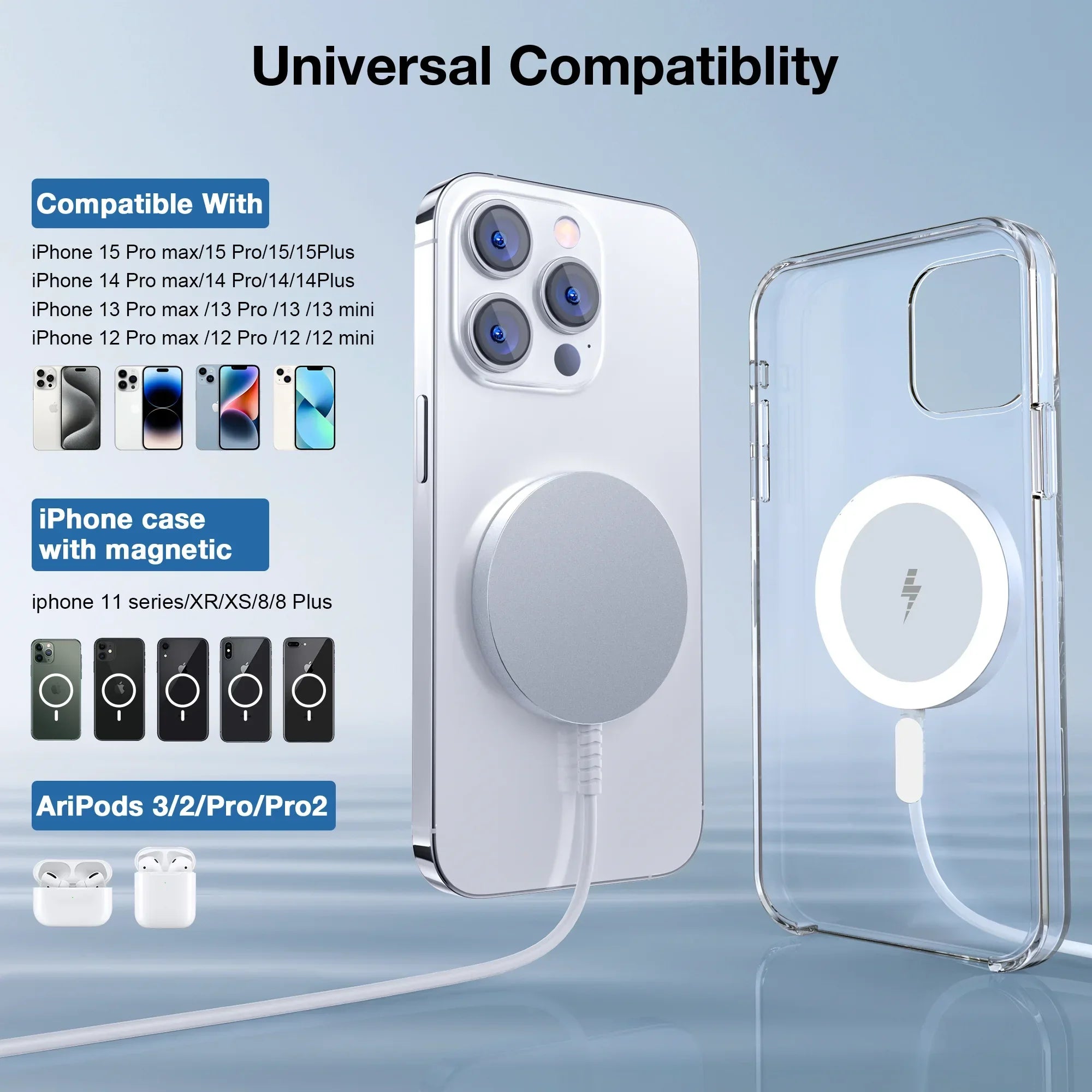 2-Piece Magnetic Wireless Charger Set