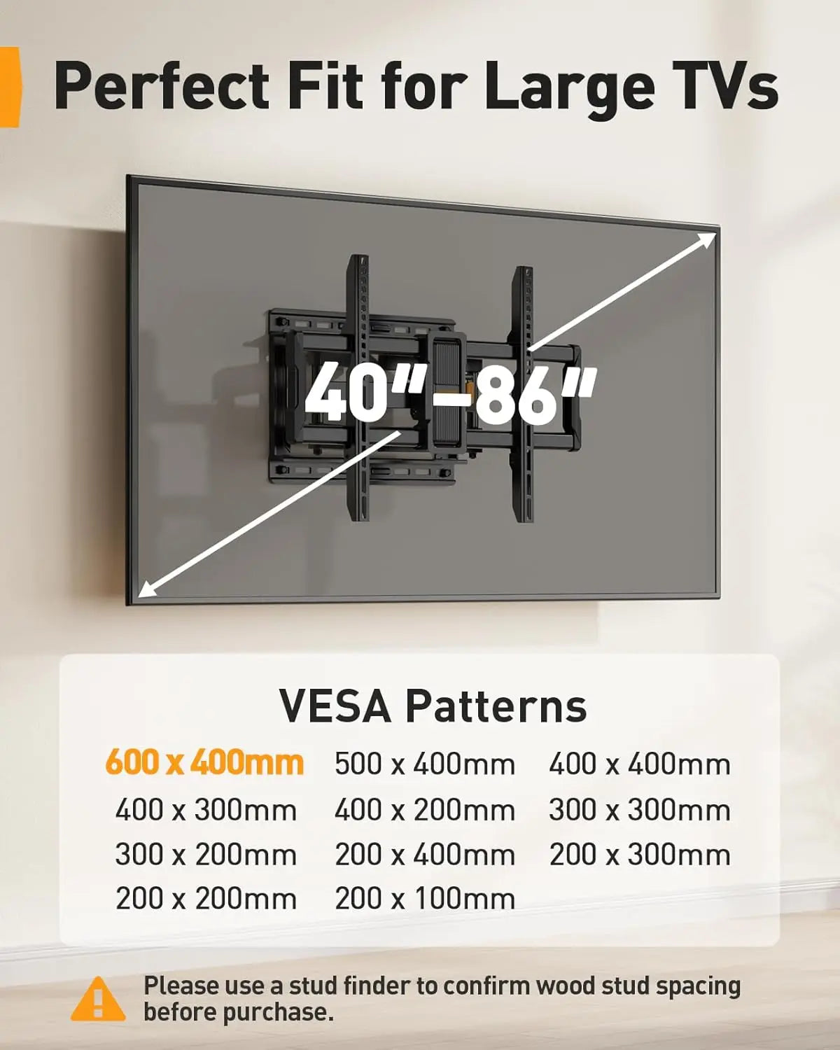 UL-Listed Full Motion TV Mount 40-86"