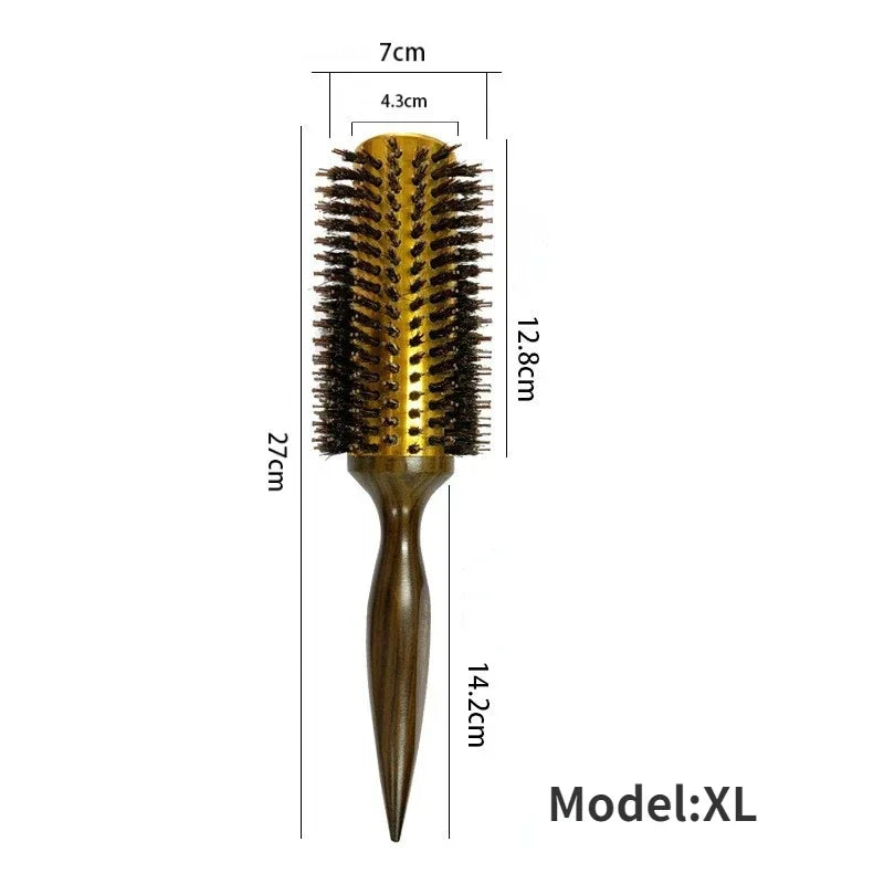 Boar Bristle Round Wooden Hair Brush