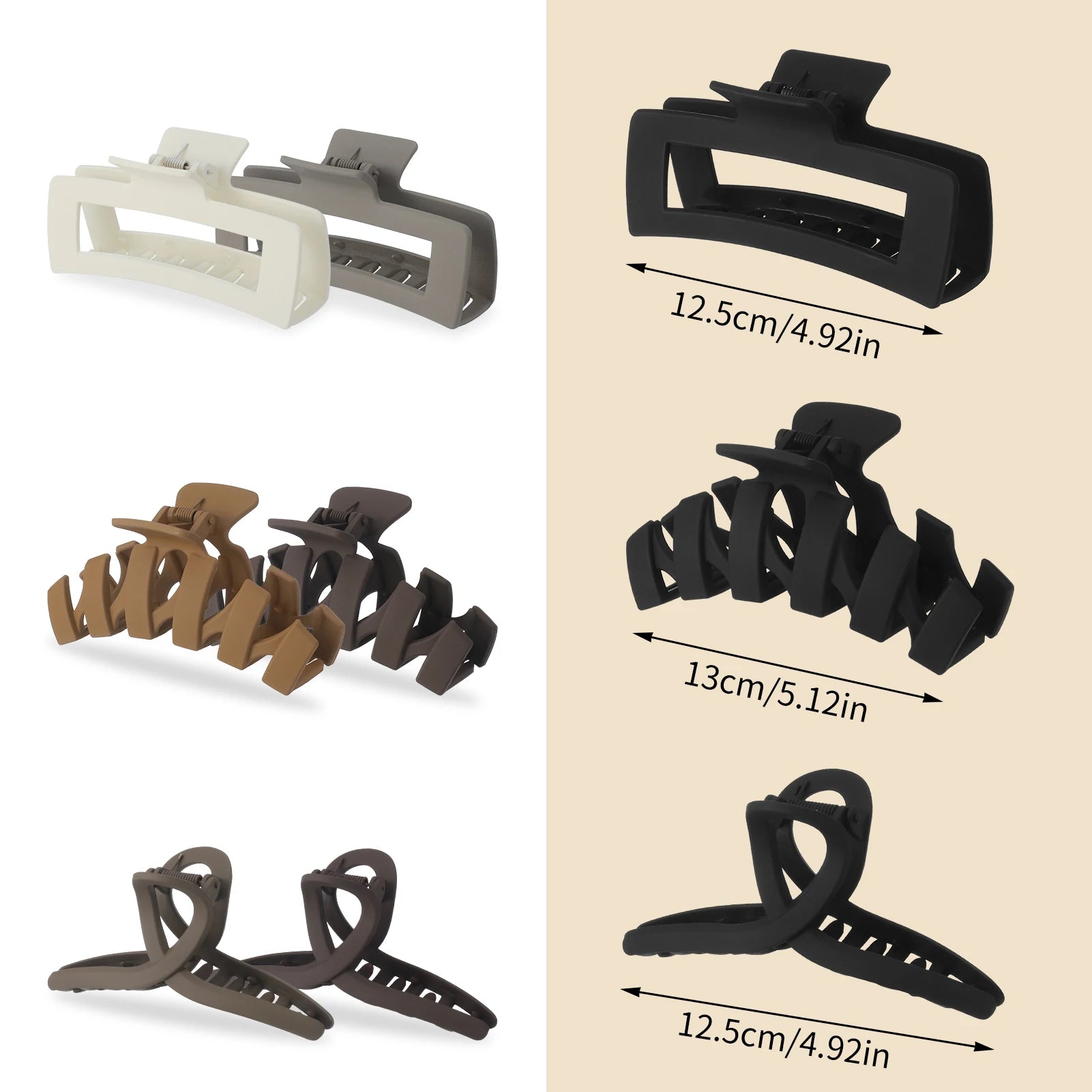 9 Pack Large Matte Hair Claw Clips Set