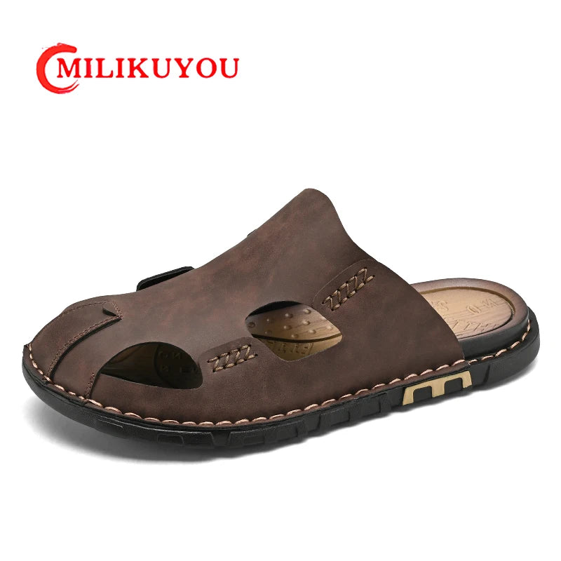 Luxury Leather Flip Flops Men 2024