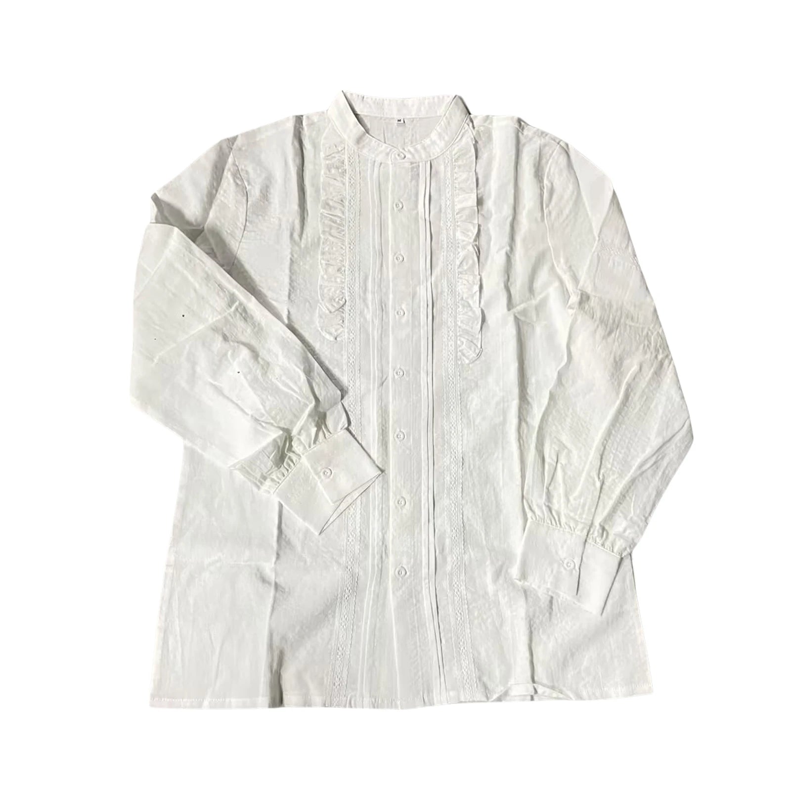 Vintage Striped Ruffle Button-Up Shirt
