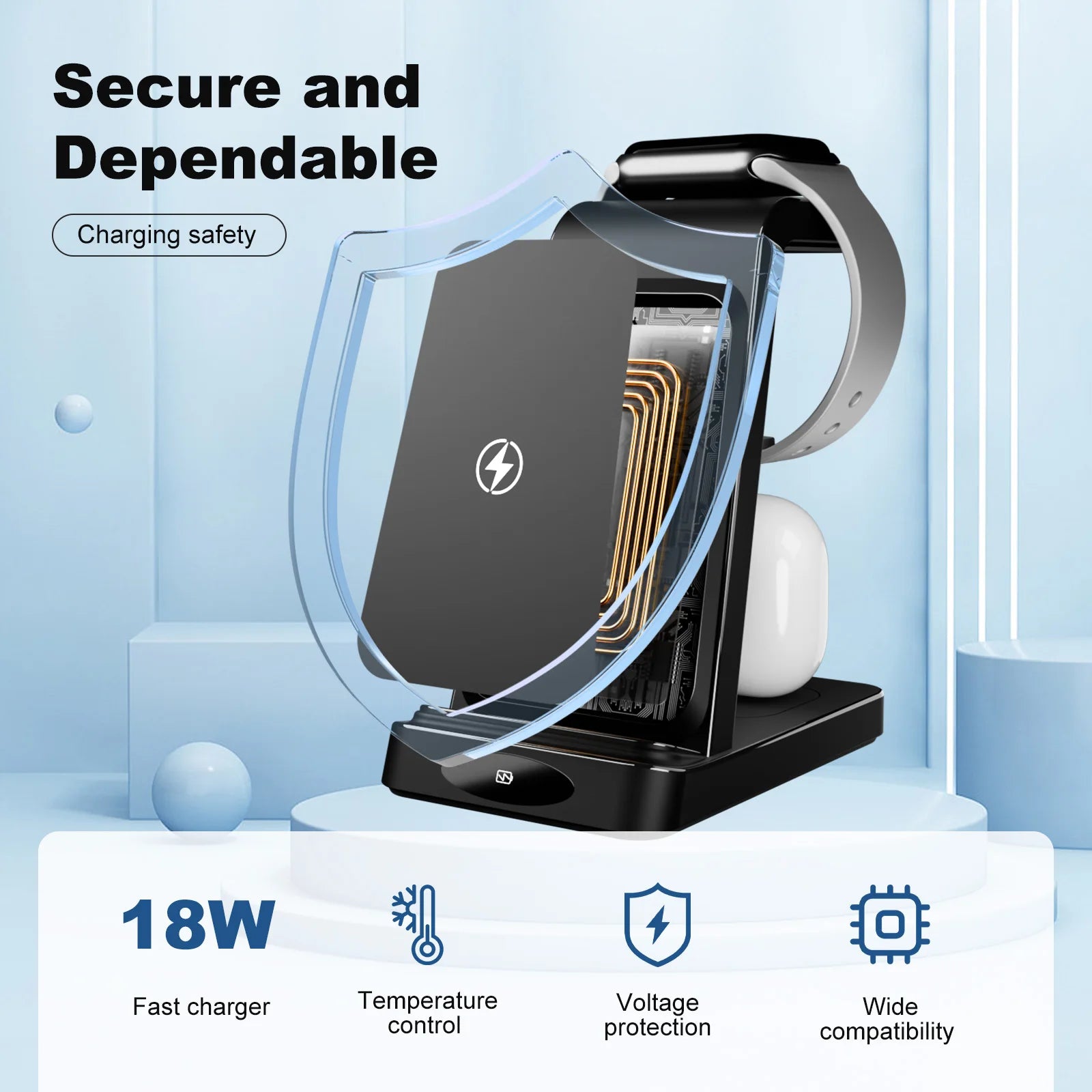 3-in-1 Wireless Charger 18W Foldable Travel