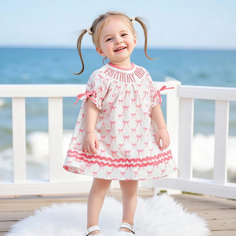 Smocked Puff Sleeve Birthday Dress