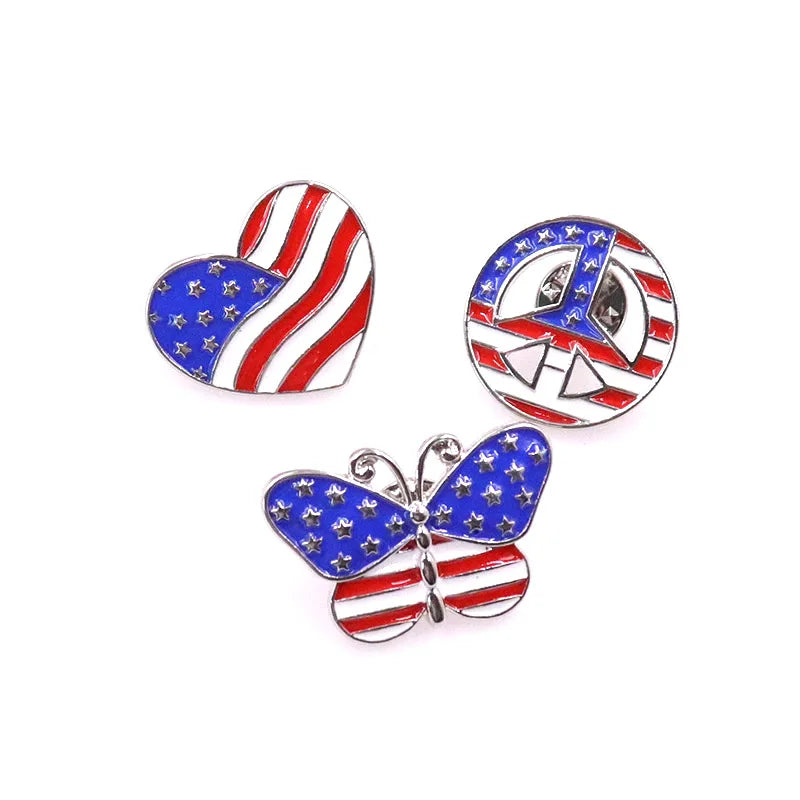 American Flag Rhinestone Brooch Pin