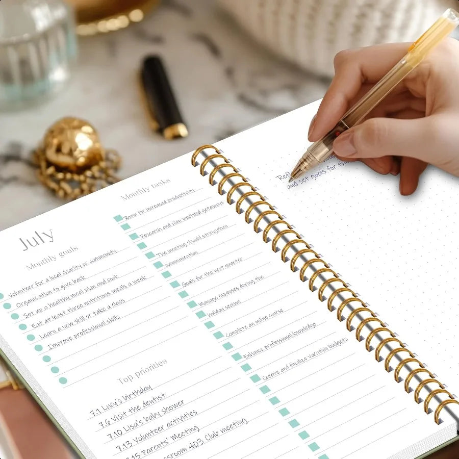 2025–2026 Monthly Calendar Book Green